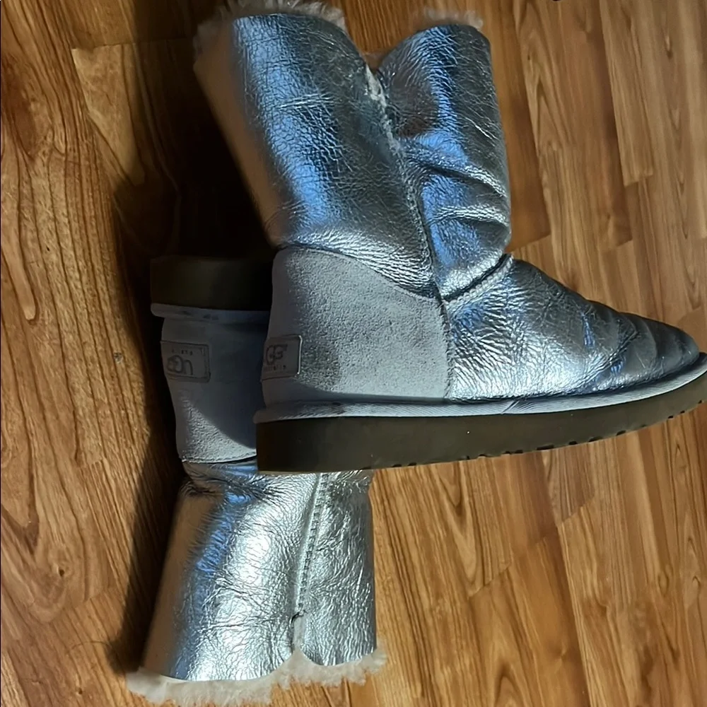 Ugg Silver Boots with Fur Lining Size 8